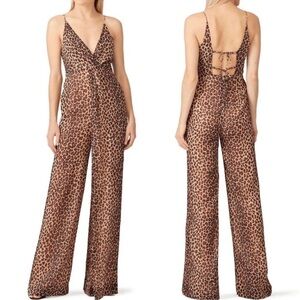 Jonathan Simkhai Leopard Print Surplice V-Neck Jumpsuit